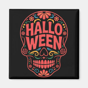 Halloween Costumes Skull Typography Graphic Creepy Magnet