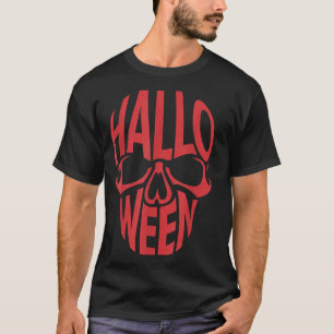 Halloween Costumes Skull Typography Graphic Creepy T-Shirt