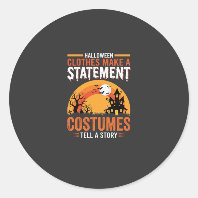 Halloween Costumes Statement Haunted House Design Classic Round Sticker (Front)