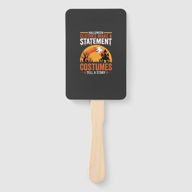 Halloween Costumes Statement Haunted House Design Hand Fan (Front)