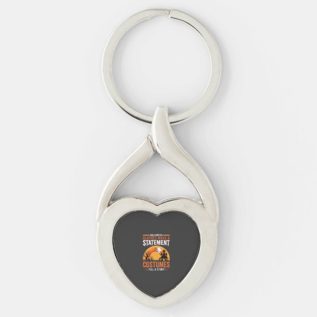 Halloween Costumes Statement Haunted House Design Key Ring (Front)
