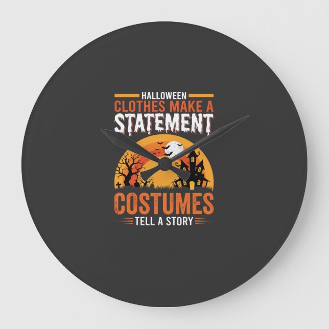 Halloween Costumes Statement Haunted House Design Large Clock (Front)