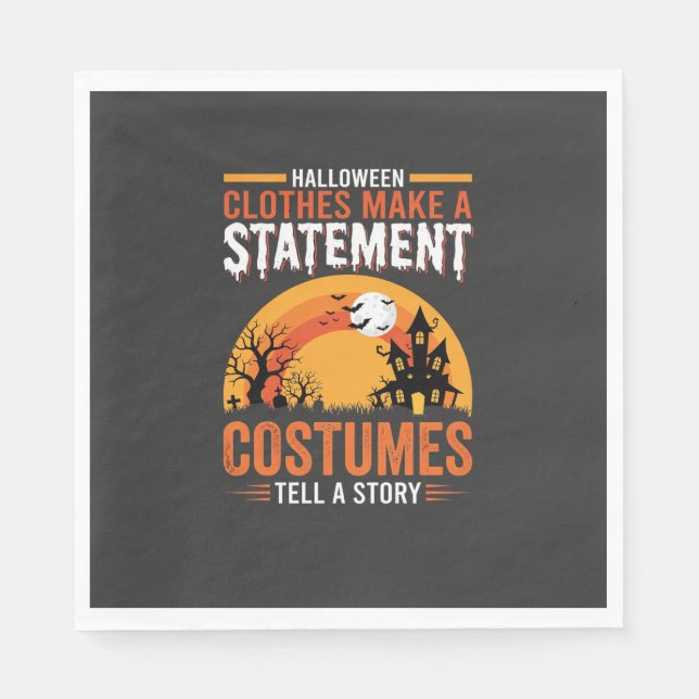 Halloween Costumes Statement Haunted House Design Napkin (Front)