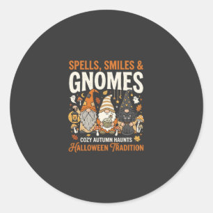 Halloween Cosy Gnome Gathering Classic Round Sticker