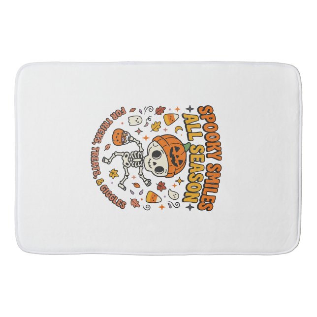 Halloween Cosy Skeleton Celebration Bath Mat (Front)