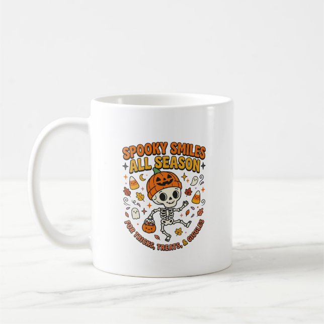 Halloween Cosy Skeleton Celebration Coffee Mug (Left)
