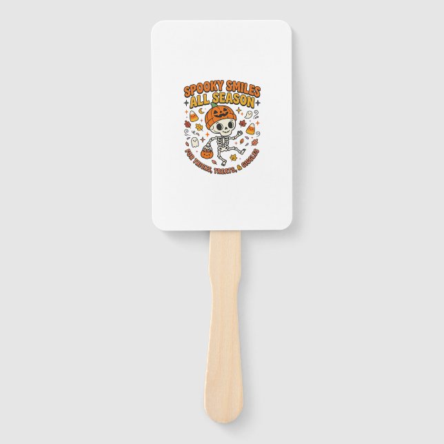 Halloween Cosy Skeleton Celebration Hand Fan (Front)