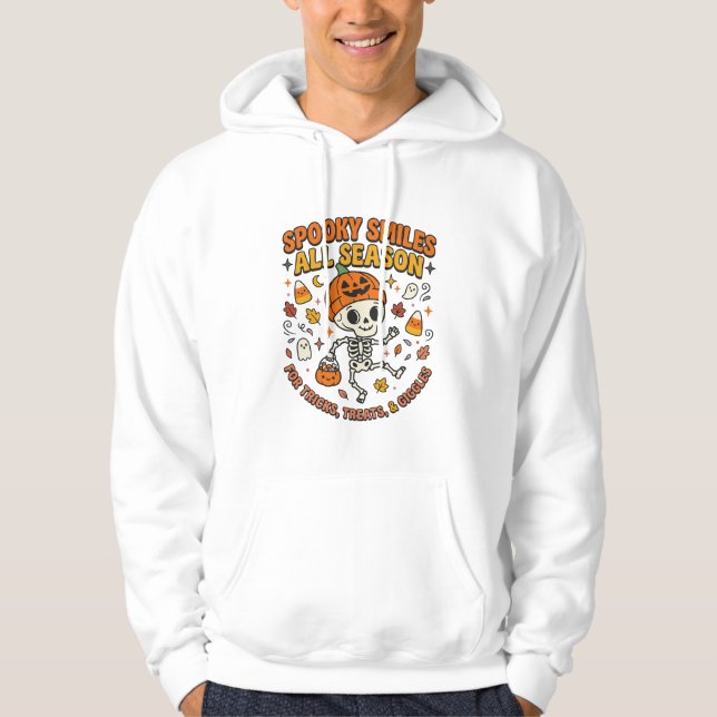 Halloween Cosy Skeleton Celebration Hoodie (Front)