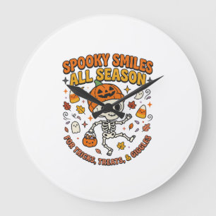 Halloween Cosy Skeleton Celebration Large Clock