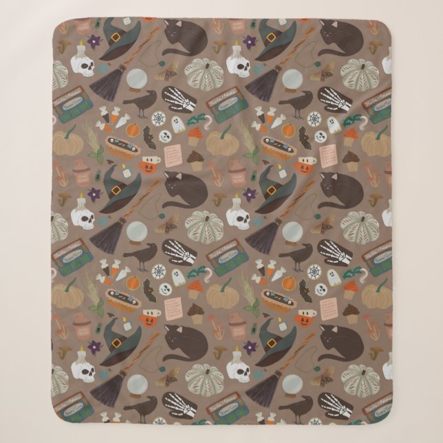 Halloween Cottagecore Sherpa Blanket (Front)