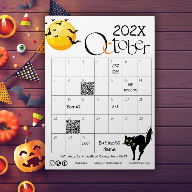 Halloween Countdown Advent Calendar Promotion Gift Invitation (Halloween Countdown Advent Calendar Promotion Gift promotional Qr Code business logo)
