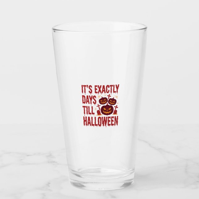 Halloween Countdown Pumpkins Graveyard Horror Typo Glass (Front)