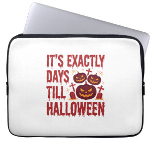 Halloween Countdown Pumpkins Graveyard Horror Typo Laptop Sleeve