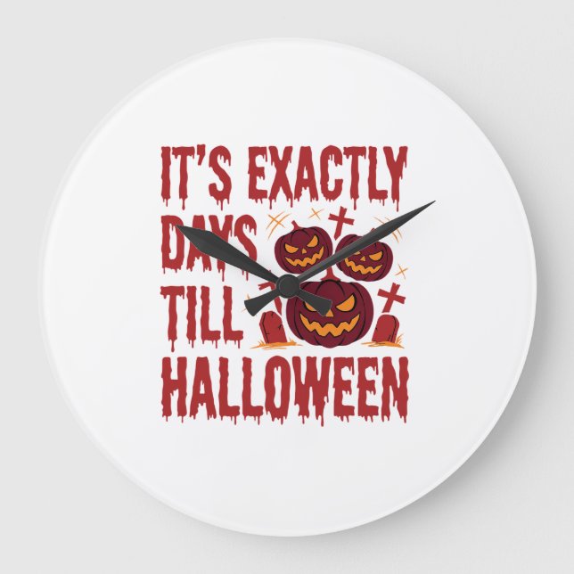 Halloween Countdown Pumpkins Graveyard Horror Typo Large Clock (Front)