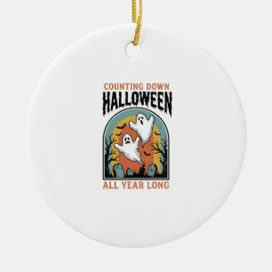 Halloween Countdown Shirt Vintage Graveyard Graphi Ceramic Tree Decoration