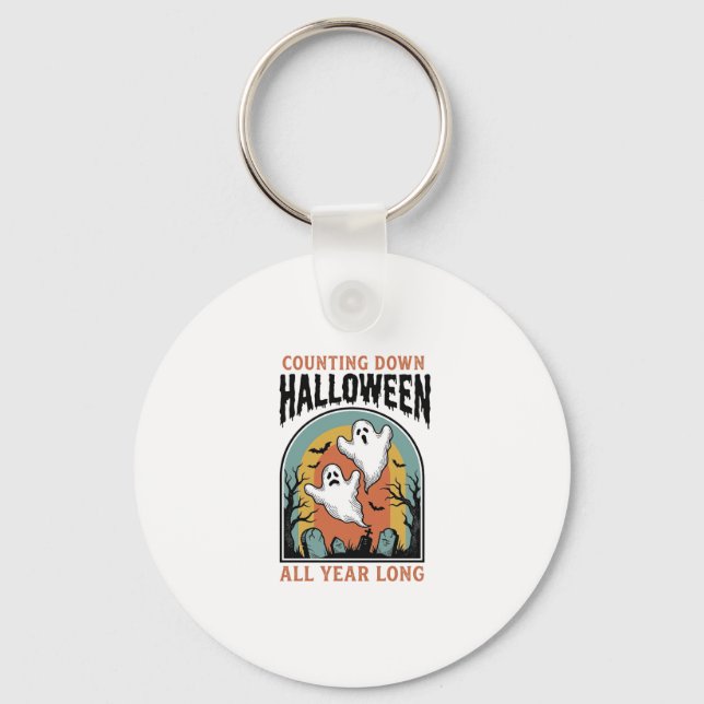 Halloween Countdown Shirt Vintage Graveyard Graphi Key Ring (Front)