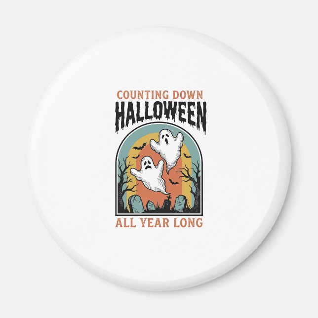 Halloween Countdown Shirt Vintage Graveyard Graphi Magnet (Front)