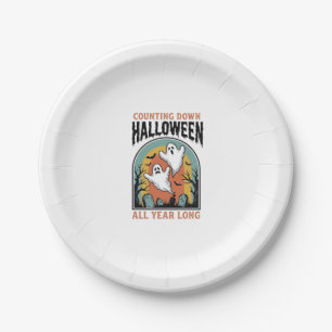 Halloween Countdown Shirt Vintage Graveyard Graphi Paper Plate