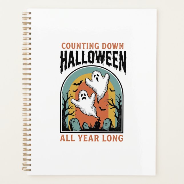 Halloween Countdown Shirt Vintage Graveyard Graphi Planner (Front)