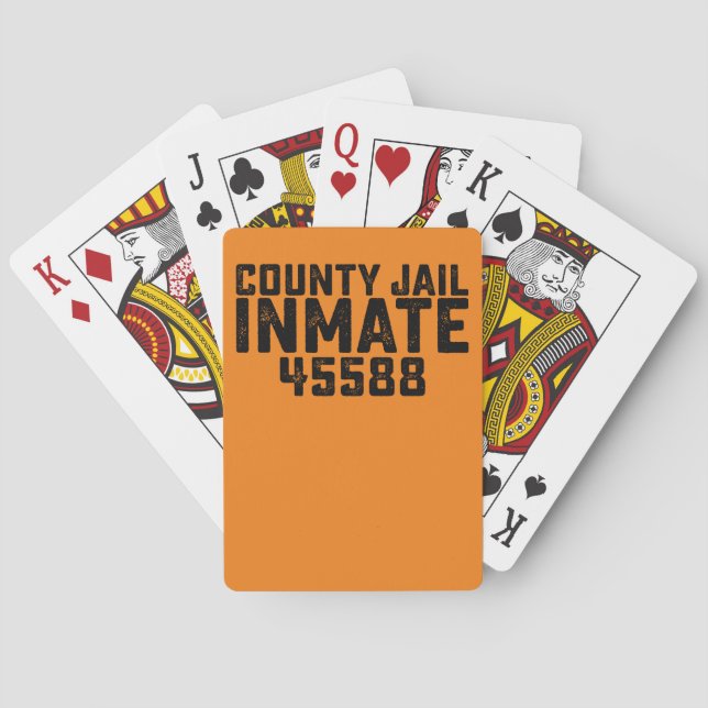 Halloween County Jail Inmate Prisoner Orange Costu Playing Cards (Back)