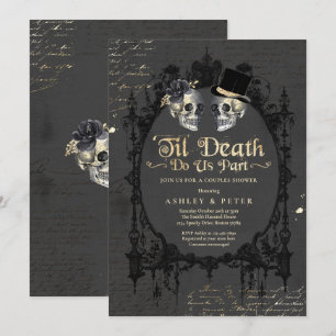 Halloween Couples Shower Engagement Gothic Skull Invitation