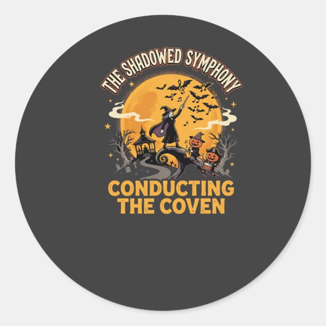 Halloween Coven Conductor Classic Round Sticker (Front)