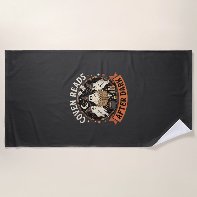Halloween Coven Readers Night Beach Towel (Front)