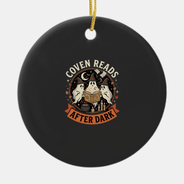 Halloween Coven Readers Night Ceramic Tree Decoration (Front)