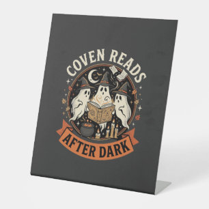Halloween Coven Readers Night Pedestal Sign