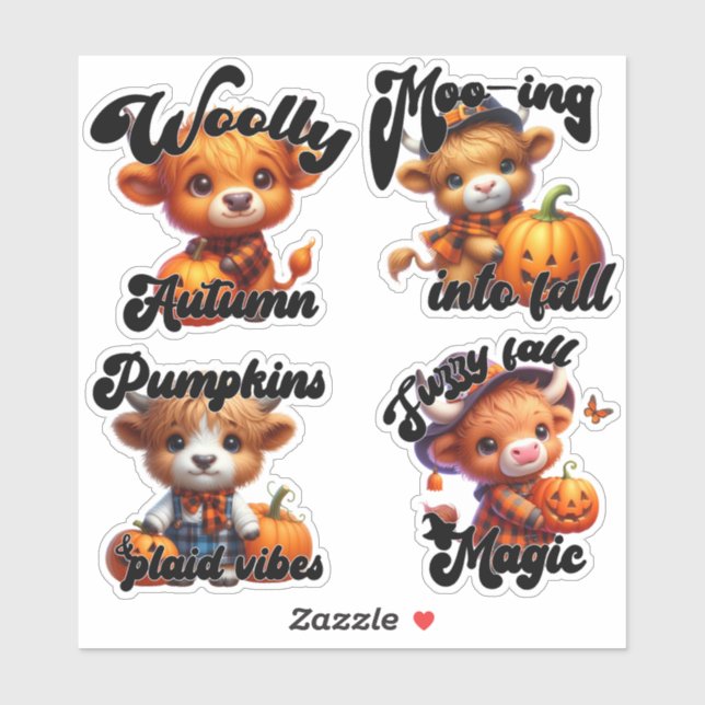 Halloween Cow and Jack-o'-Lanterns Sticker Sheet (Sheet)