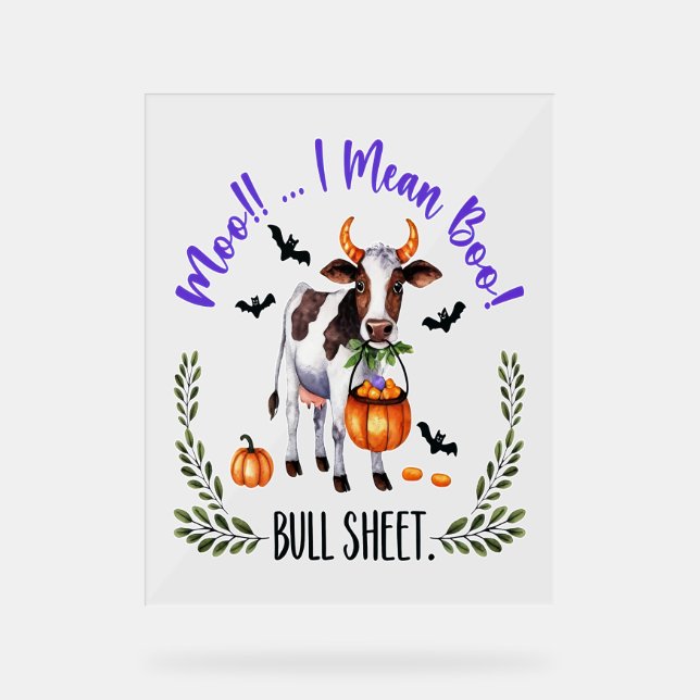Halloween Cow Bull Sheet Acrylic Sign (Front)