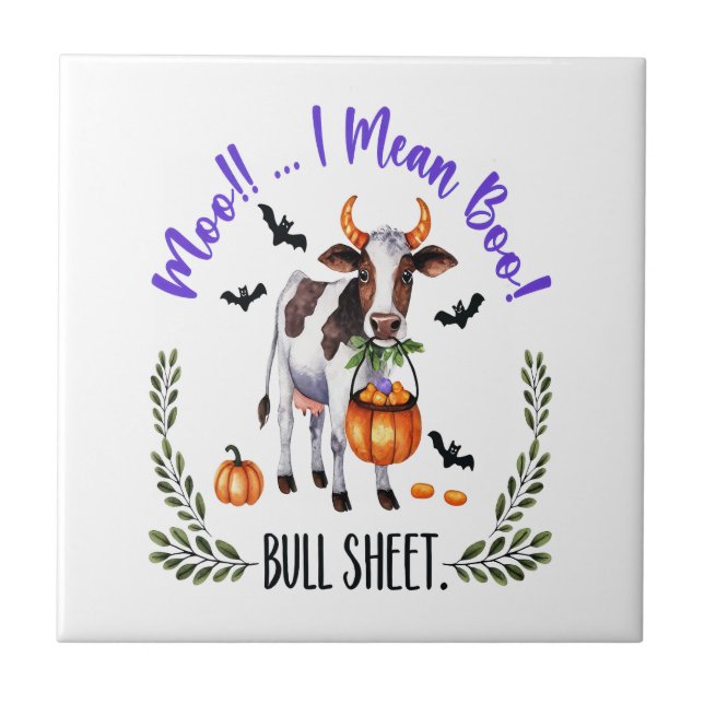 Halloween Cow Bull Sheet Tile (Front)