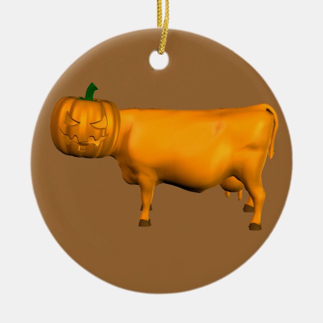 Halloween Cow Ceramic Tree Decoration (Front)