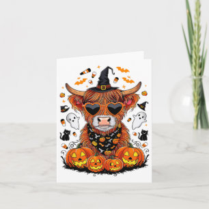 Halloween Cow Farm Western Ghost Cow Witchy Pumpki Card