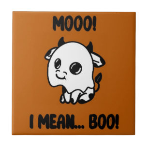 Halloween cow ghost tile