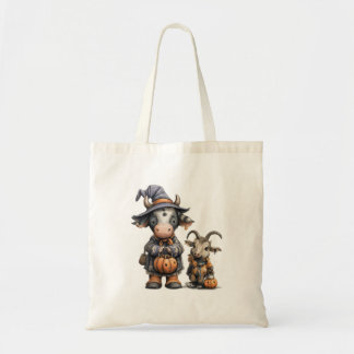 Halloween Cow & Goat Trick or Treat Tote Bag