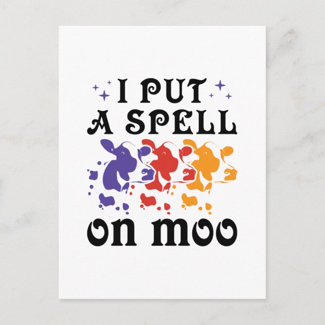 Halloween Cow I Put a Spell on Moo Postcard (Front)