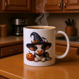 Halloween Cow in Witch Hat 🎃   Cute Spooky Farm  Coffee Mug