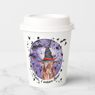 Halloween Cow Moo I Mean Boo Funny Paper Cups