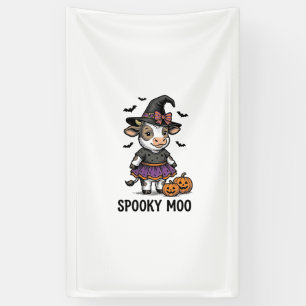 Halloween Cow Shirt Cute Witch Calf Engraving Art Banner