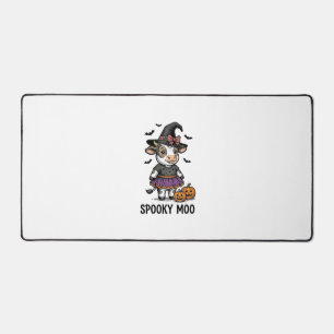 Halloween Cow Shirt Cute Witch Calf Engraving Art Desk Mat