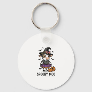 Halloween Cow Shirt Cute Witch Calf Engraving Art Key Ring