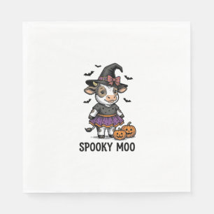 Halloween Cow Shirt Cute Witch Calf Engraving Art Napkin