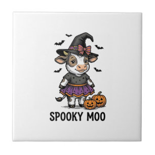 Halloween Cow Shirt Cute Witch Calf Engraving Art Tile