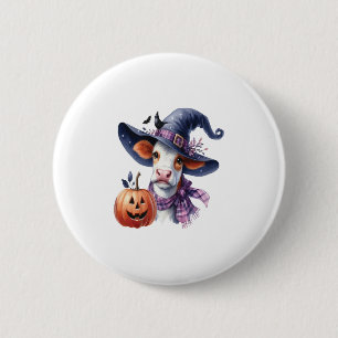 Halloween Cow with Fall 6 Cm Round Badge
