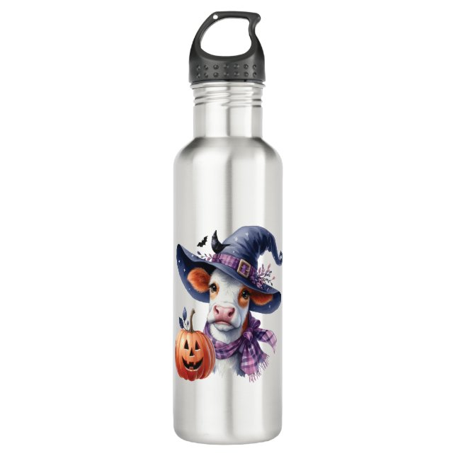 Halloween Cow with Fall 710 Ml Water Bottle (Front)