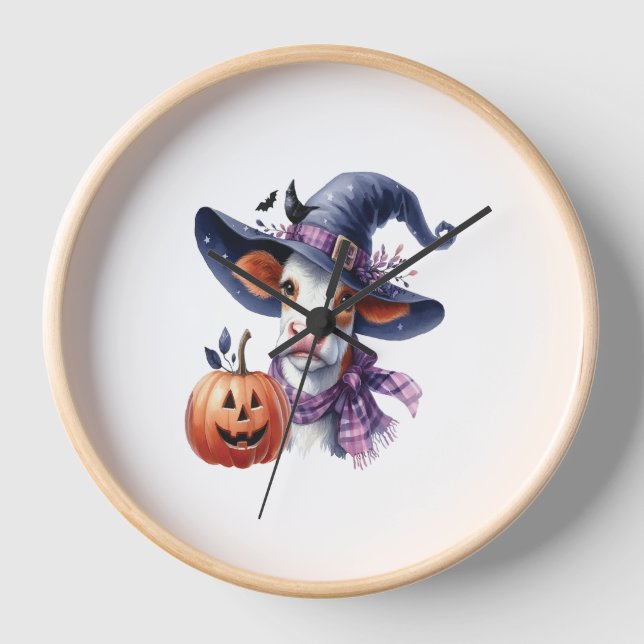 Halloween Cow with Fall Clock (Front)