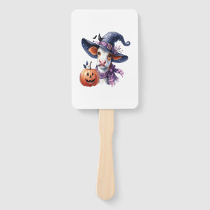 Halloween Cow with Fall Hand Fan