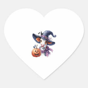 Halloween Cow with Fall Heart Sticker