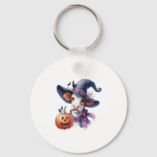 Halloween Cow with Fall Key Ring